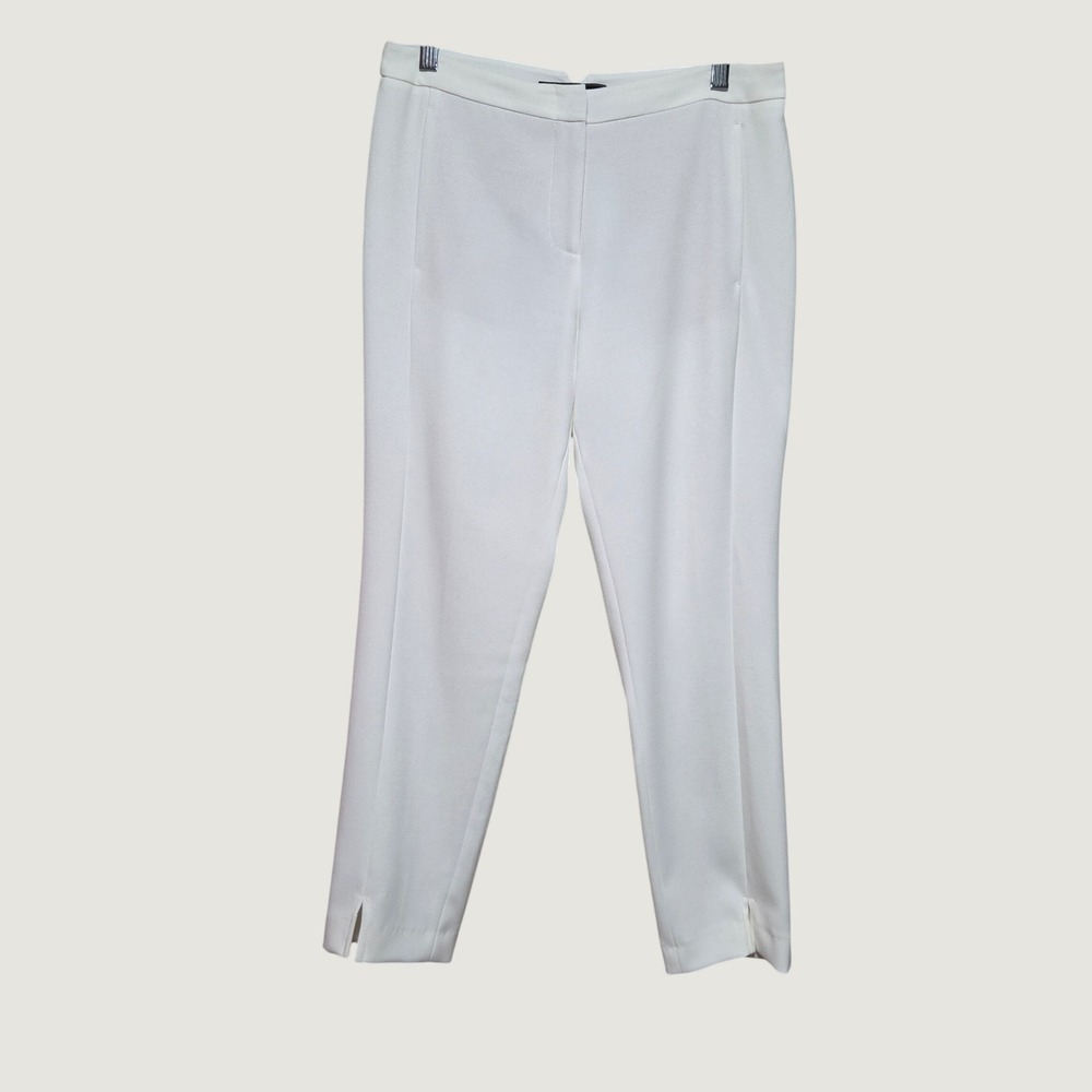 BCBGMAXAZRIA Womens White Ankle Slit Dress Pants Trousers Size 4